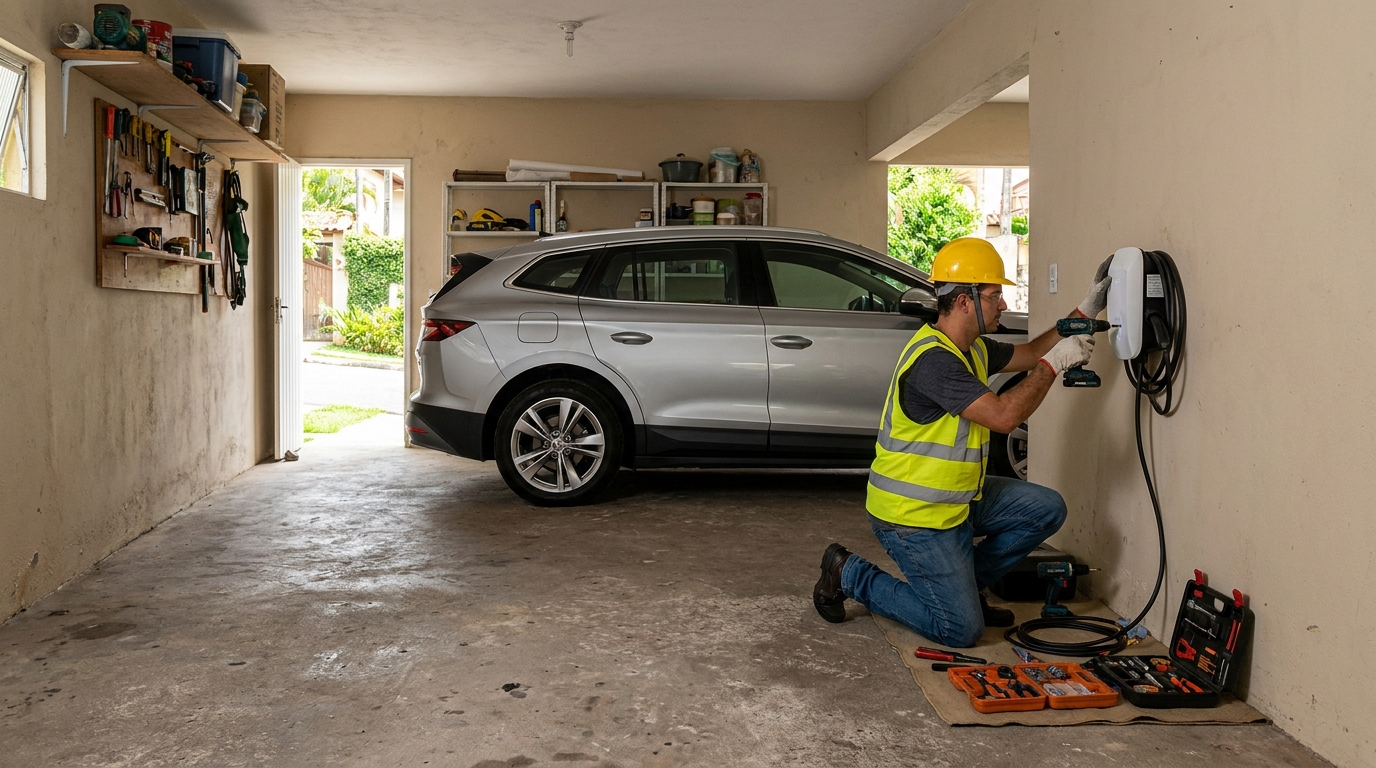 Instalacao de carregador de carro eletrico residencial em Volta Redonda‑RJ