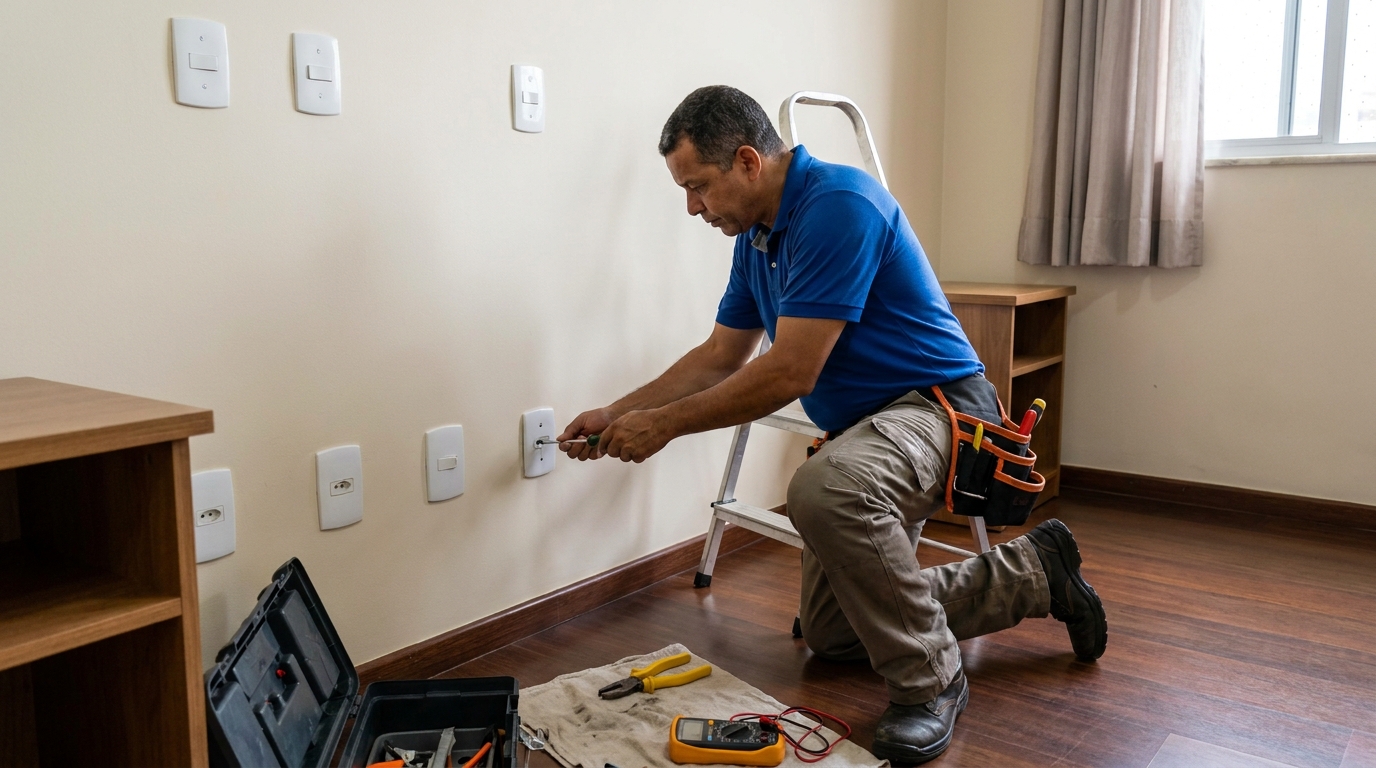 Instalacao de tomada e interruptor residencial em Volta Redonda‑RJ
