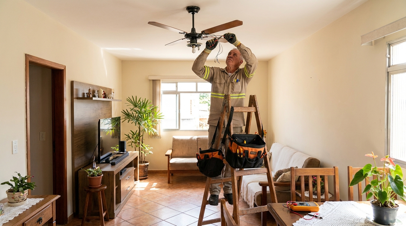 Montagem de ventilador de teto em Volta Redonda‑RJ